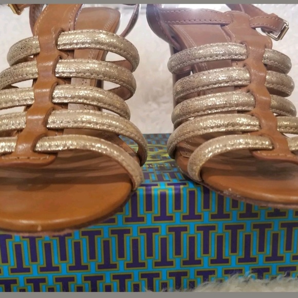 Tory Burch Charlene gold brown sandles - Picture 6 of 8